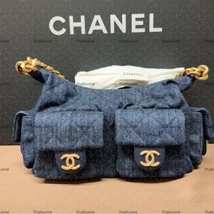 NWT Chanel Blue Denim Hobo Bag